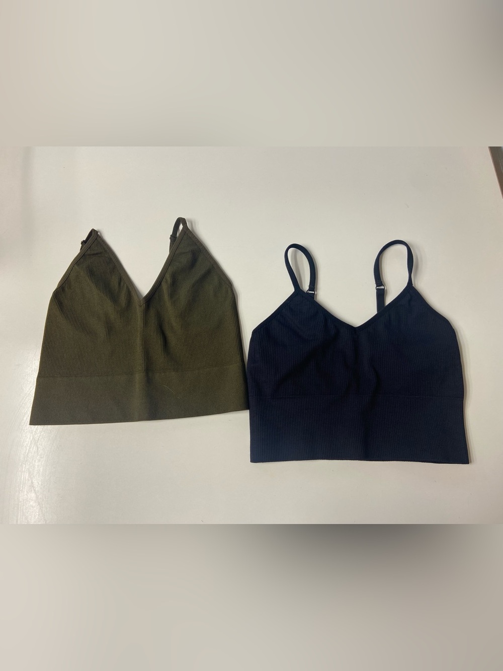 SET OF 2 Green + Black Workout Tank Tops excellent condition women's size S